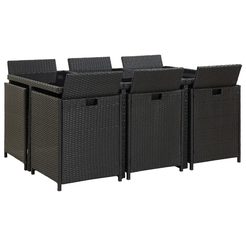 Afuera Living Contemporary 11 Piece Rattan Garden Dining Set in Black