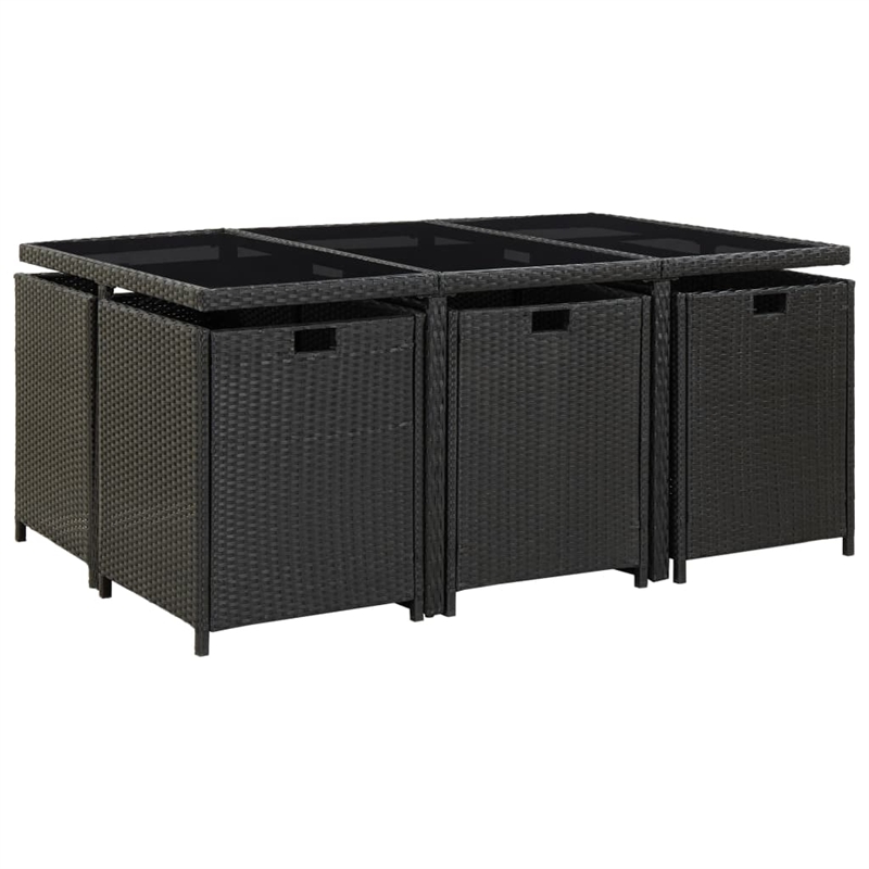 Afuera Living Contemporary 11 Piece Rattan Garden Dining Set in Black