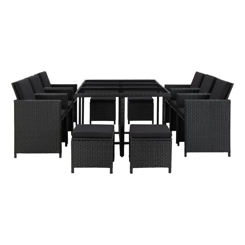 Afuera Living Contemporary 11 Piece Rattan Garden Dining Set in Black
