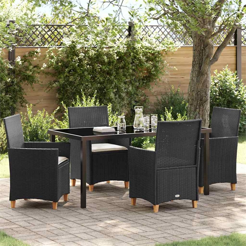 Afuera Living 5 Piece Poly Rattan Garden Dining Set in Black