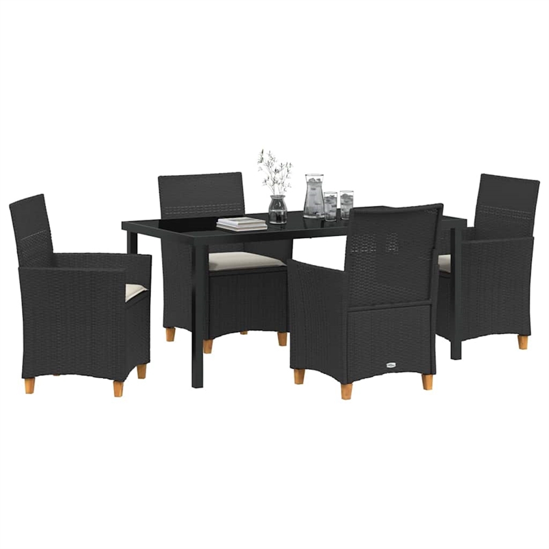 Afuera Living 5 Piece Poly Rattan Garden Dining Set in Black