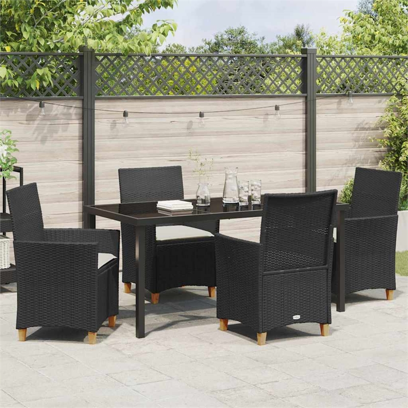 Afuera Living 5 Piece Poly Rattan Garden Dining Set in Black