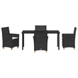 Afuera Living 5 Piece Poly Rattan Garden Dining Set in Black