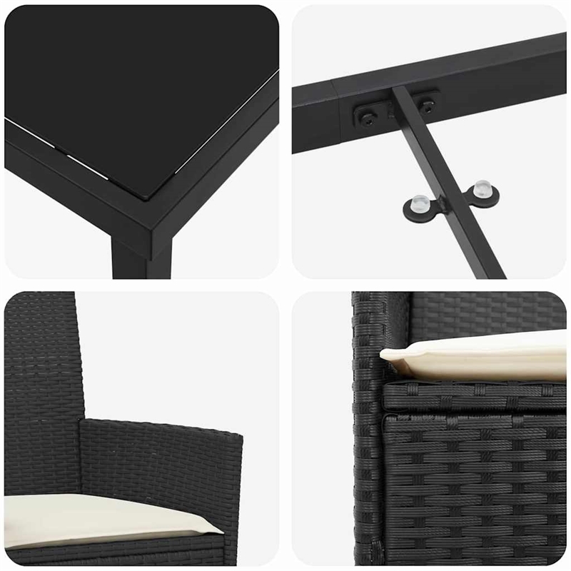 Afuera Living 5 Piece Poly Rattan Garden Dining Set in Black