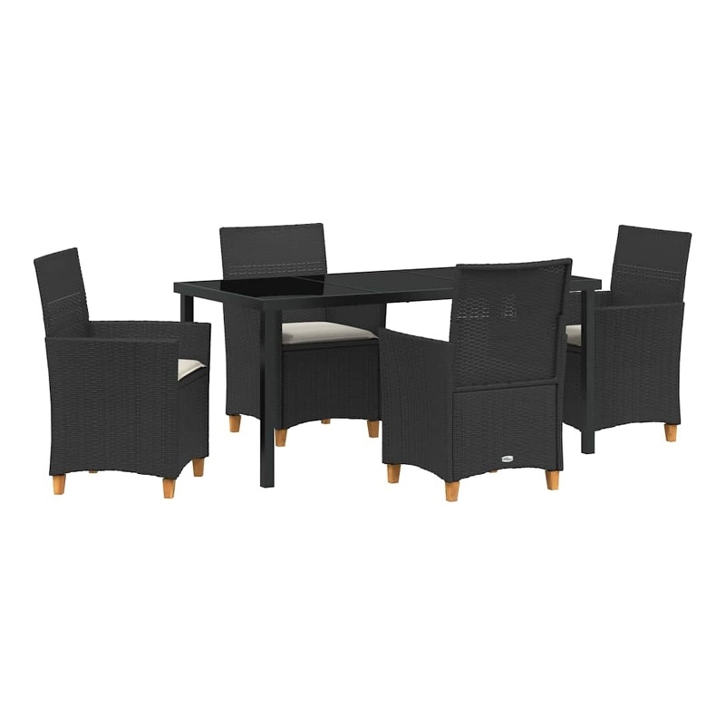 Afuera Living 5 Piece Poly Rattan Garden Dining Set in Black