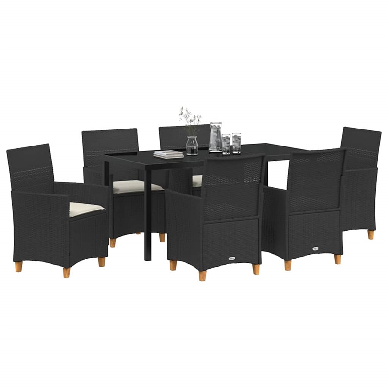 Afuera Living 7 Piece Poly Rattan Garden Dining Set in Black