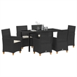 Afuera Living 7 Piece Poly Rattan Garden Dining Set in Black