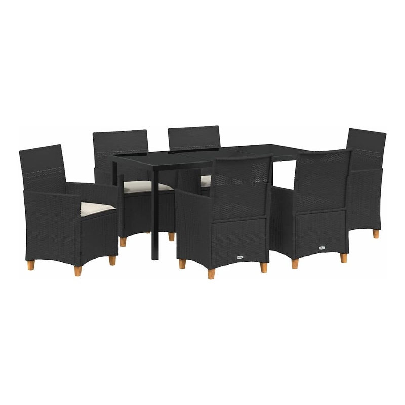 Afuera Living 7 Piece Poly Rattan Garden Dining Set in Black