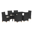 Afuera Living 7 Piece Poly Rattan Garden Dining Set in Black