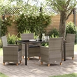 Afuera Living Contemporary 5 Piece Poly Rattan Garden Dining Set in Gray
