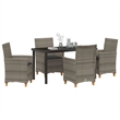 Afuera Living Contemporary 5 Piece Poly Rattan Garden Dining Set in Gray