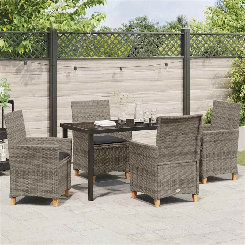 Afuera Living Contemporary 5 Piece Poly Rattan Garden Dining Set in Gray