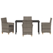 Afuera Living Contemporary 5 Piece Poly Rattan Garden Dining Set in Gray