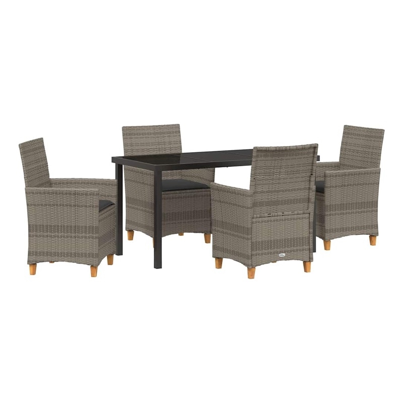 Afuera Living Contemporary 5 Piece Poly Rattan Garden Dining Set in Gray