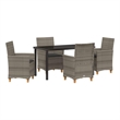 Afuera Living Contemporary 5 Piece Poly Rattan Garden Dining Set in Gray