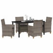 Afuera Living Contemporary 5 Piece Poly Rattan Garden Dining Set in Gray