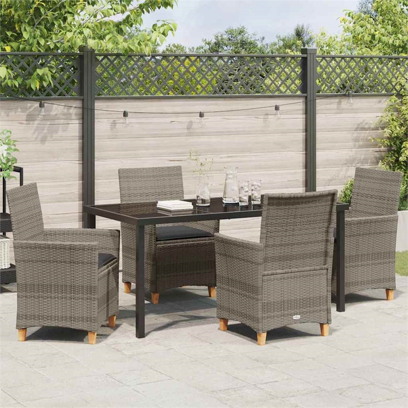 Afuera Living Contemporary 5 Piece Poly Rattan Garden Dining Set in Gray