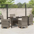 Afuera Living Contemporary 5 Piece Poly Rattan Garden Dining Set in Gray