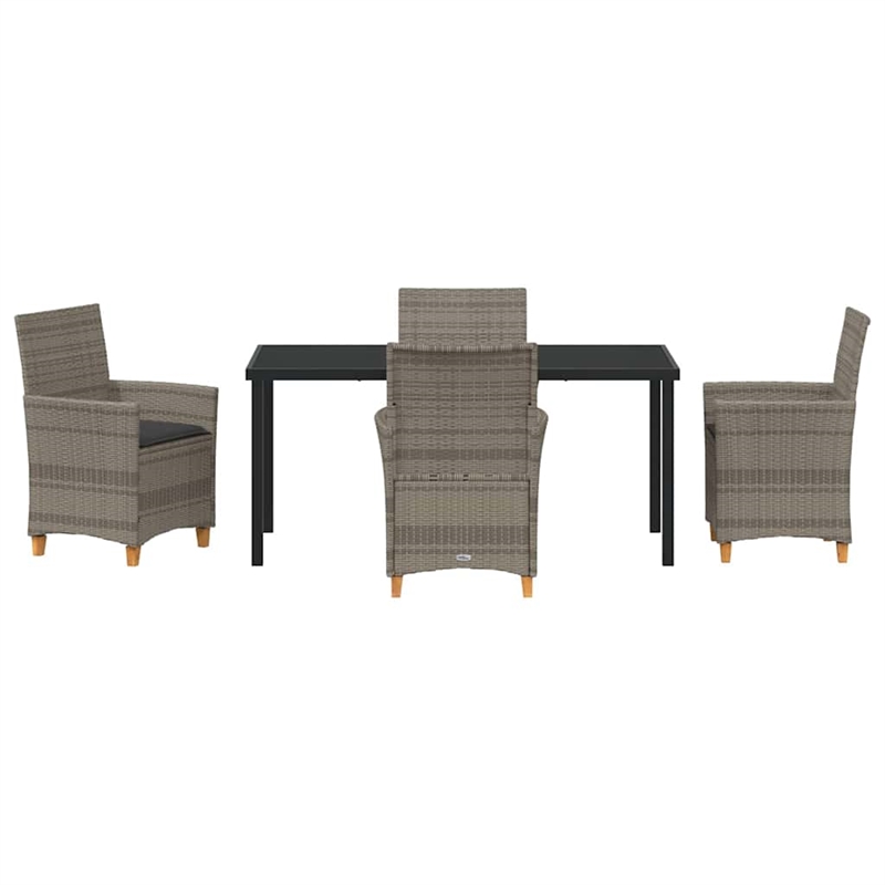 Afuera Living Contemporary 5 Piece Poly Rattan Garden Dining Set in Gray
