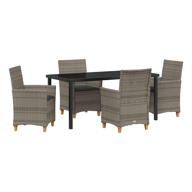 Afuera Living Contemporary 5 Piece Poly Rattan Garden Dining Set in Gray