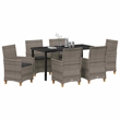 Afuera Living Contemporary 7 Piece Poly Rattan Garden Dining Set in Gray