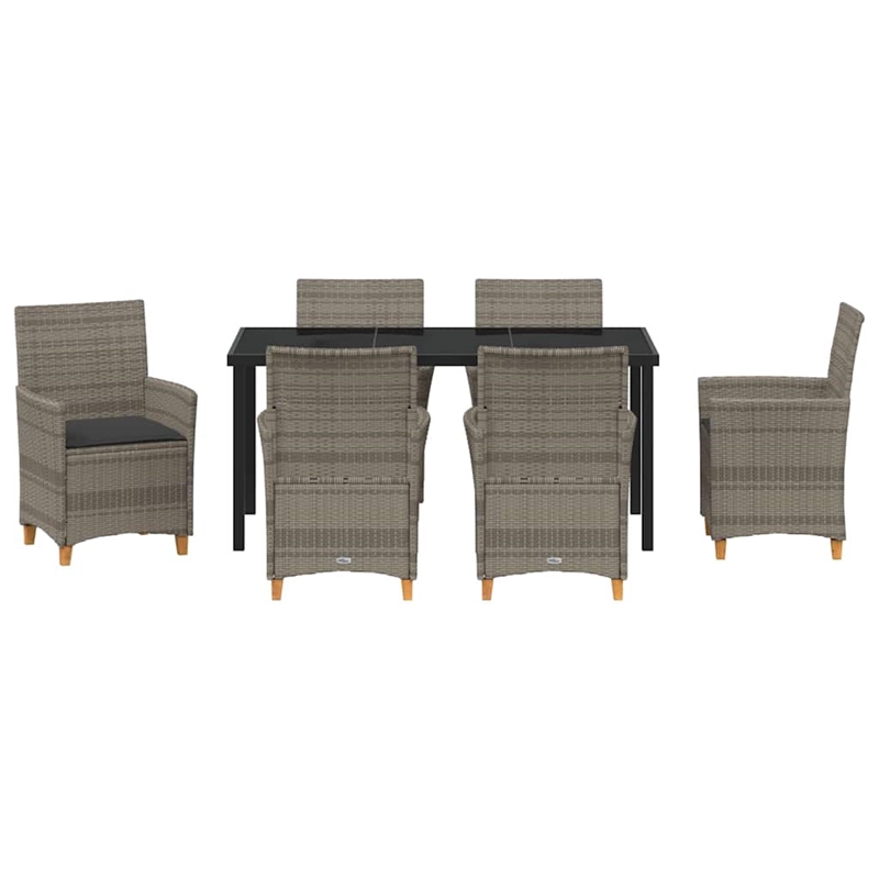Afuera Living Contemporary 7 Piece Poly Rattan Garden Dining Set in Gray