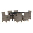 Afuera Living Contemporary 7 Piece Poly Rattan Garden Dining Set in Gray