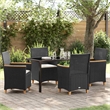 Afuera Living 5 Piece Poly Rattan Garden Dining Set in Black