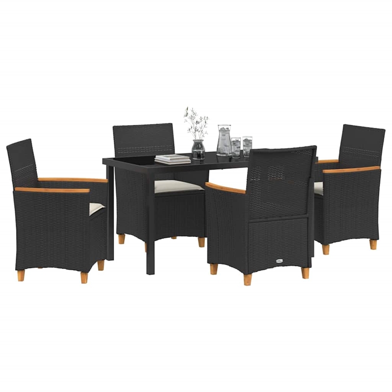 Afuera Living 5 Piece Poly Rattan Garden Dining Set in Black