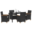 Afuera Living 5 Piece Poly Rattan Garden Dining Set in Black