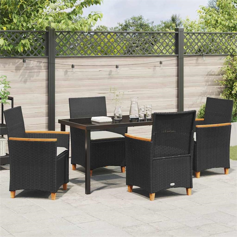 Afuera Living 5 Piece Poly Rattan Garden Dining Set in Black