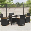 Afuera Living 5 Piece Poly Rattan Garden Dining Set in Black