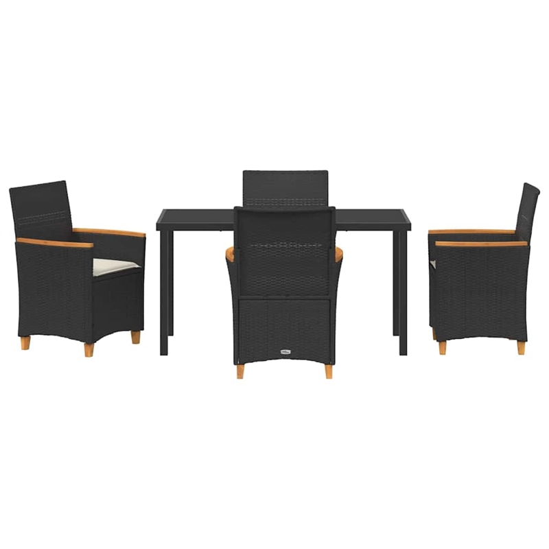 Afuera Living 5 Piece Poly Rattan Garden Dining Set in Black