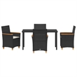 Afuera Living 5 Piece Poly Rattan Garden Dining Set in Black