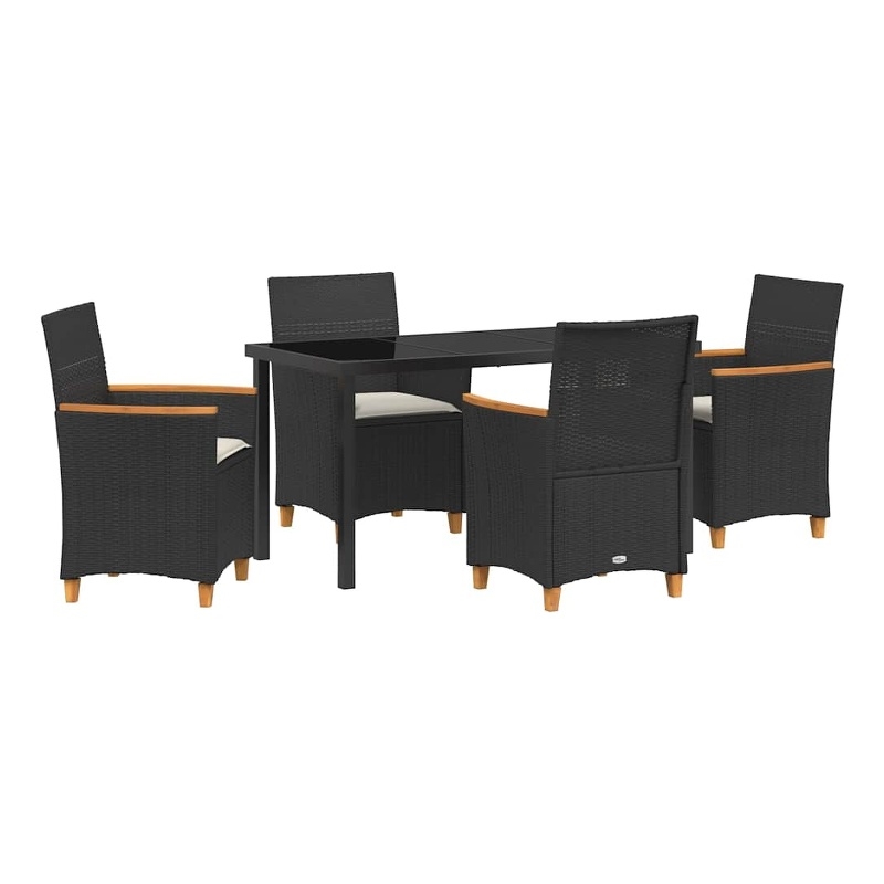 Afuera Living 5 Piece Poly Rattan Garden Dining Set in Black