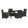 Afuera Living 5 Piece Poly Rattan Garden Dining Set in Black