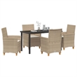 Afuera Living 5 Piece Poly Rattan Garden Dining Set in Beige