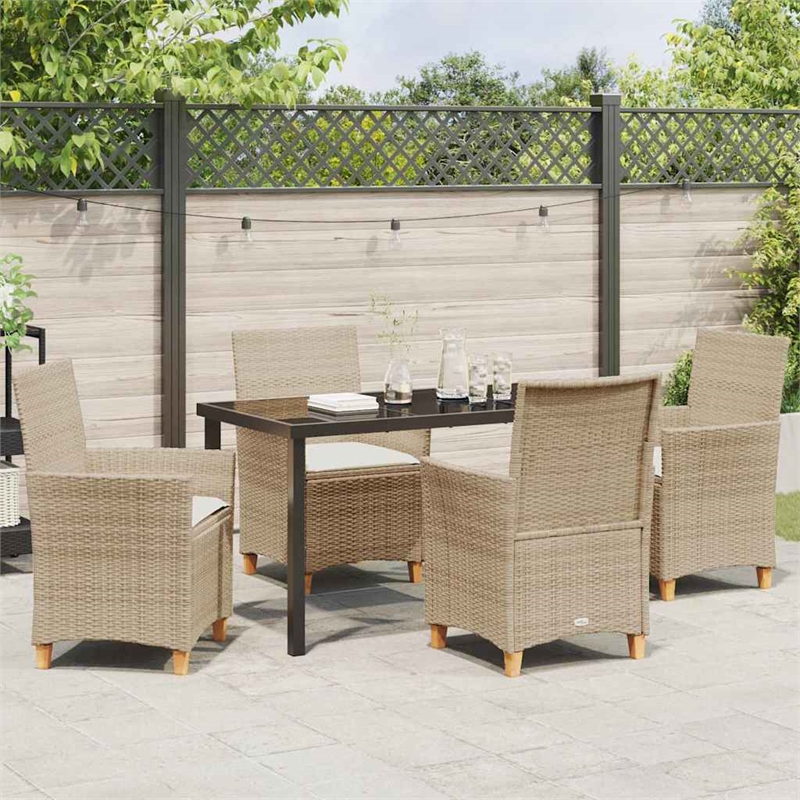 Afuera Living 5 Piece Poly Rattan Garden Dining Set in Beige