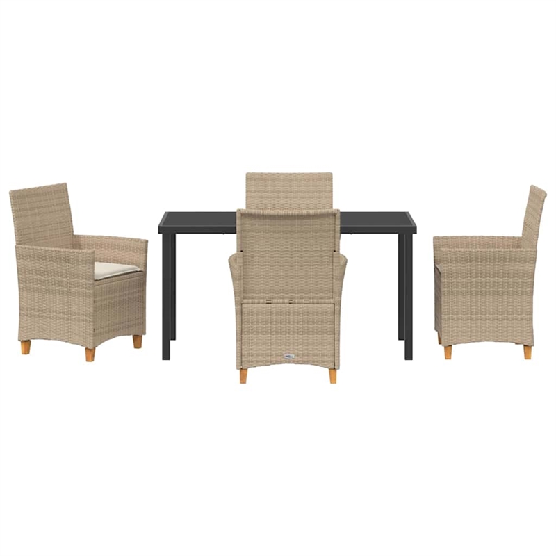 Afuera Living 5 Piece Poly Rattan Garden Dining Set in Beige