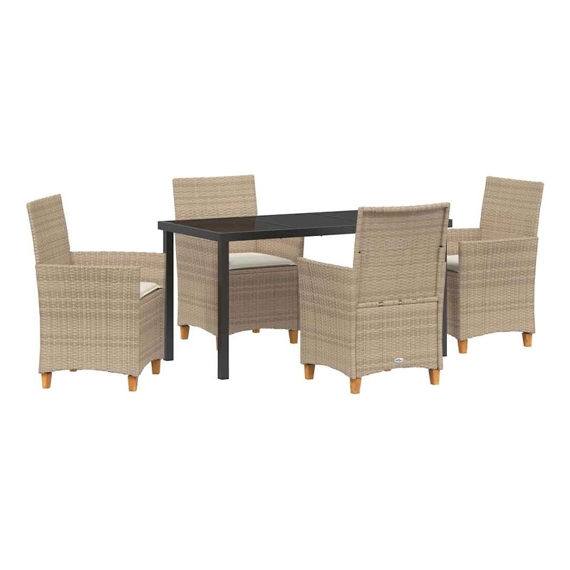 Afuera Living 5 Piece Poly Rattan Garden Dining Set in Beige