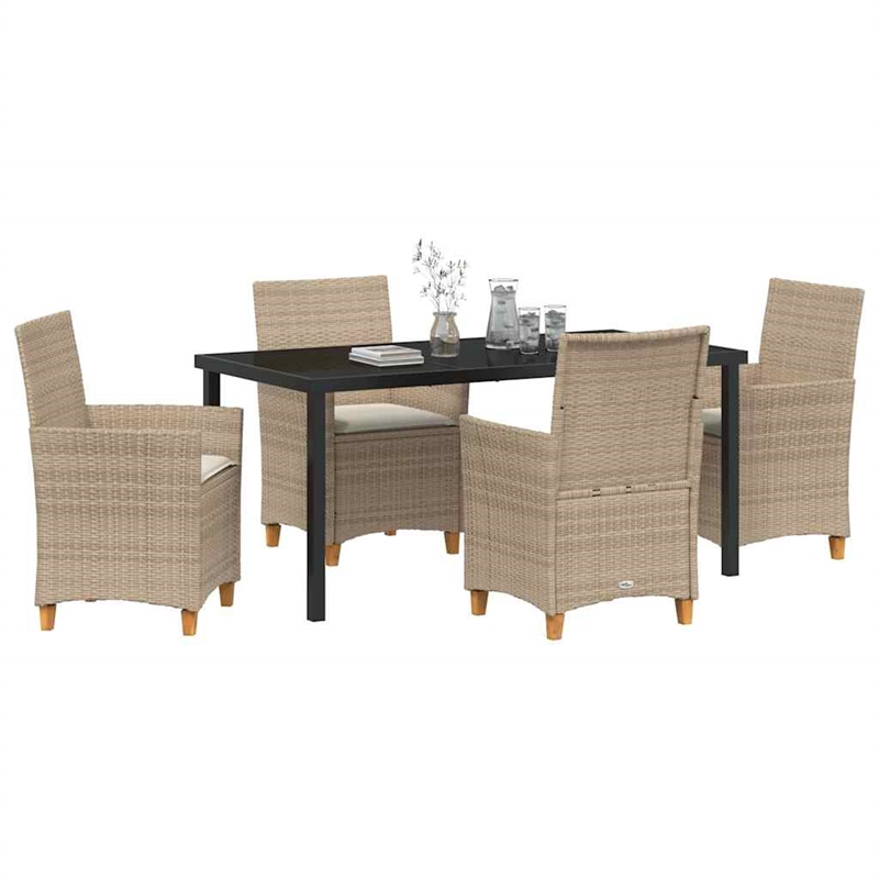 Afuera Living 5 Piece Poly Rattan Garden Dining Set in Beige