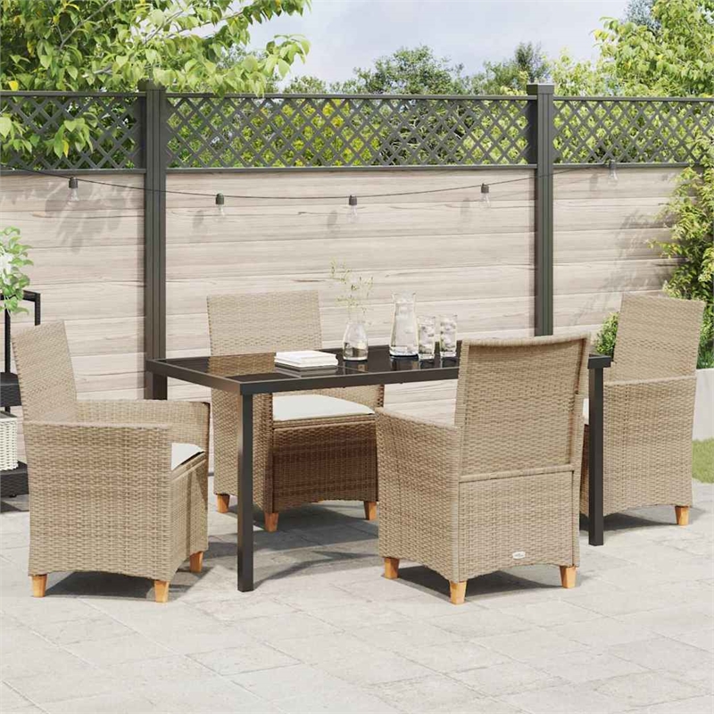 Afuera Living 5 Piece Poly Rattan Garden Dining Set in Beige