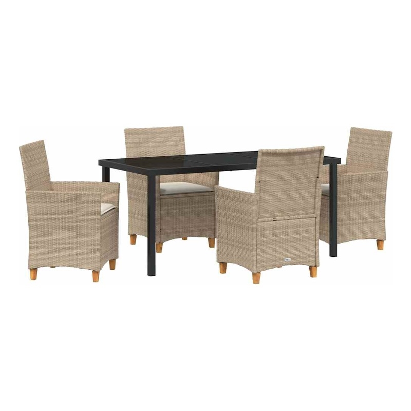 Afuera Living 5 Piece Poly Rattan Garden Dining Set in Beige