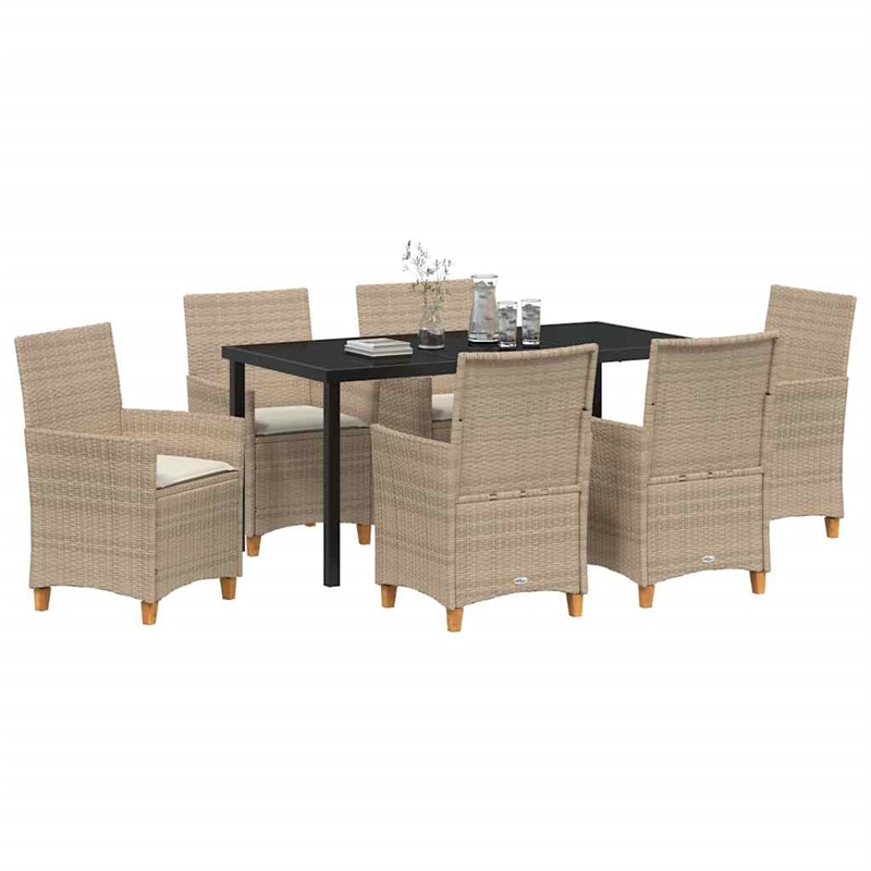 Afuera Living 7 Piece Poly Rattan Garden Dining Set in Beige