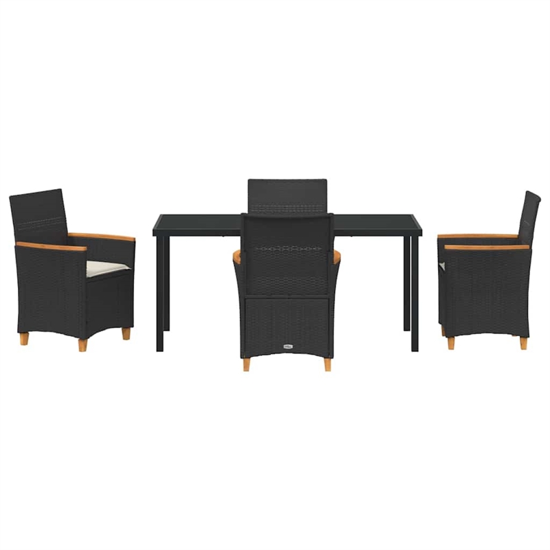 Afuera Living 5 Piece Poly Rattan Garden Dining Set in Black