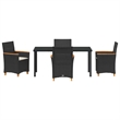 Afuera Living 5 Piece Poly Rattan Garden Dining Set in Black