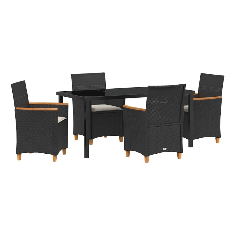 Afuera Living 5 Piece Poly Rattan Garden Dining Set in Black