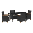Afuera Living 5 Piece Poly Rattan Garden Dining Set in Black