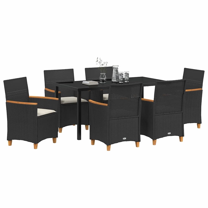 Afuera Living 7 Piece Poly Rattan Garden Dining Set in Black