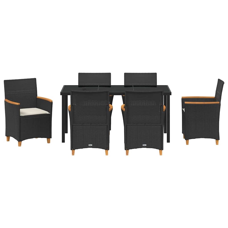 Afuera Living 7 Piece Poly Rattan Garden Dining Set in Black